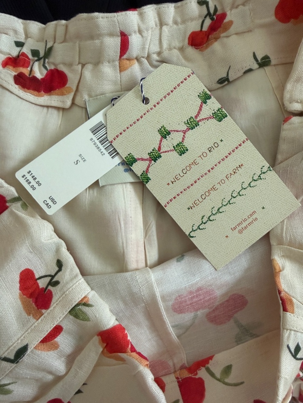 Farm Rio Cherry Print Mini Skirt in Cream and Red - Picture 3 of 3